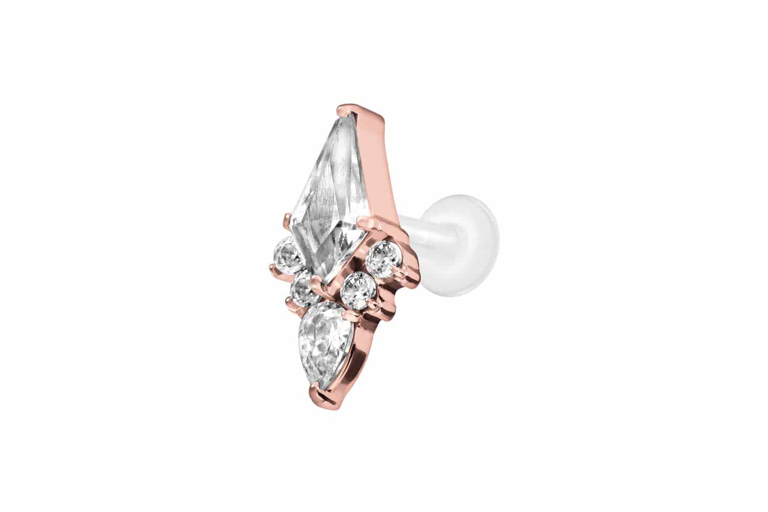 PTFE Labret Piercing mit Innengewinde + Titan-Aufsatz KRISTALLSCHILD